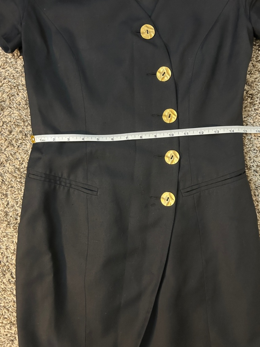 Vintage Ann Taylor x Tahari Black Dress with Gold Buttons - Picture 10 of 15